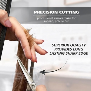 Ciseaux de barbier professionnels légers pour droitiers, lames en acier inoxydable 4Cr13, manche moyen, GEMSTONE Hair, vente chaude - Product Image 4
