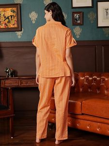 Women's Sassy Stripes Button Me Up Shirt & <b>Pyjama</b> Set - Product Image 3