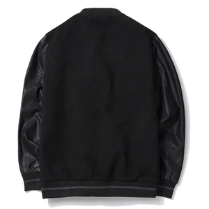 แจ็คเก็ตวาร์ซิตี้ฤดูหนาวสำหรับผู้ชายแบบปรับแต่งได้  ปักลายเชนิลล์ขนแกะ แขนหนังแท้ รับผลิตตามสั่ง (OEM) ขายส่ง ขนาดและโลโก้ตามสั่ง - Product Image 2