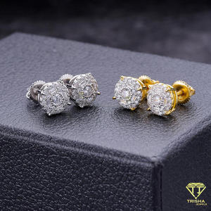 Pendientes de Plata de Ley 925 con Moissanita y Diamantes, Diseño de Racimo, Joyería de Lujo para Compradores Mayoristas - Product Image 3