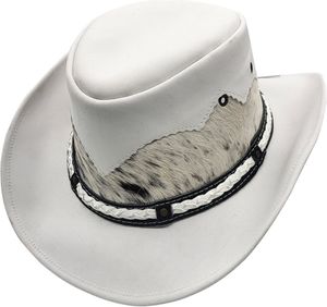 Unisex Black Leather Cowboy <b>Hat</b> With Cowhide Panel And Braided <b>Band</b> Casual Outdoor Style Adult Spring Autumn Fit 2026 - Product Image 1