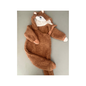 Combinaison à capuche en fausse fourrure avec oreilles et pattes d'ours, vêtements d'hiver pour bébés, sweat à capuche en fausse fourrure avec appliques de pattes d'ours, combinaison avec appliques de pattes - Product Image 4