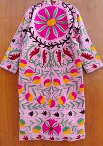 Auténtica Túnica Bordada Suzani para Mujer, Diseño Floral, 100% Algodón, Secado Rápido, Cierre con Cordón, Manga Tres Cuartos, Estilo Bohemio de Invierno - Product Image 4