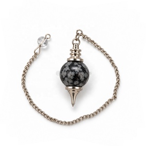 Péndulo de Bola de Obsidiana Copo de Nieve, Péndulo de Bola de Piedra Natural para Adivinación, Proveedor Mayorista de Péndulos de Bola de la India - Product Image 1