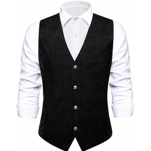 Gilet en cuir suédé vintage pour homme, style western cowboy, avec franges et pompons, boutons-pression, décontracté, OEM - Product Image 2