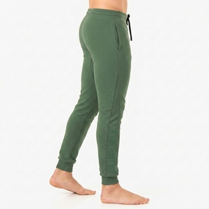 Pantalon de jogging décontracté pour homme personnalisé en coton et élasthanne vert, taille élastique avec cordon de serrage, mi-lourd, respirant, tricoté - Product Image 5
