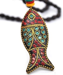 Collier fait main en perles de bois turquoise pour femmes, bijoux tendance - Product Image 2