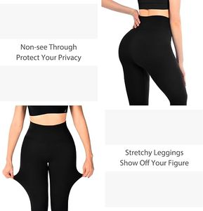 Leggings noirs taille haute pour femme, coupe ajustée, en coton tricoté, hiver, couleur unie, respirants, séchage rapide, thermiques, avec poches, style vintage - Product Image 4