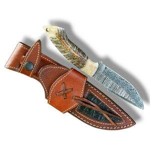 Cuchillos de Caza Forjados a Mano en Damasco con Hoja Curva y Mango de Hueso para Camping, Senderismo y Uso al Aire Libre - Product Image 5