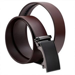 Ceinture en cuir de buffle véritable de haute qualité avec logo de marque personnalisé imprimé, ceinture unie pour fête, avec boucle en acier inoxydable unique - Product Image 1