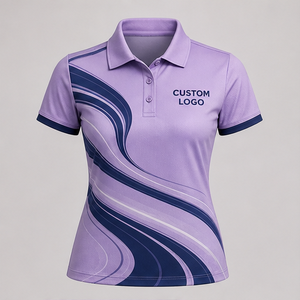 Polo pour femme personnalisé bleu foncé lavande, coupe fluide, séchage rapide, respirant, manches courtes, uniforme d'équipe de golf WPS-0858 - Product Image 3