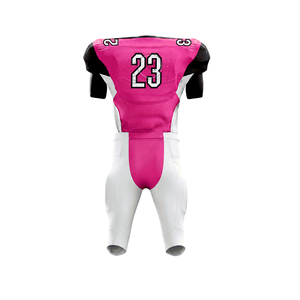 Conjunto de Uniforme de Fútbol Americano para Hombre, Rosa, Blanco y Negro, Sublimado, Cuello en V, Manga Corta, Jersey Ajustado de Malla Transpirable, Pantalones - Product Image 2