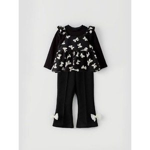 OZKIZ Conjunto de Lazos de Terciopelo Estilo Coreano para Niñas de 2 a 7 Años, Moda Infantil al por Mayor con Patrón de Lazos para Primavera/Otoño - Product Image 1