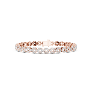 18K <b>Rose</b> <b>Gold</b> Lab Grown Diamond Luxury <b>Rose</b> <b>Gold</b> Geometric Diamond Tennis Bracelet Elegant Round & Marquise Style Fine Jewelry - Product Image 3