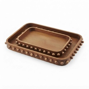 Plateau de service rectangulaire multifonctionnel en bois sculpté à la main, moderne, avec poignées, pour table basse, décoration ottoman, salon, mariage - Product Image 6