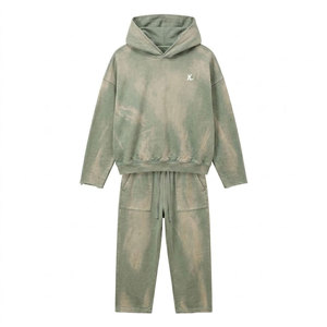 Modern Casual Sportswear <b>Matching</b> <b>Set</b> Sun Fade Tracksuit For Men Drawstring <b>Jogger</b> And Hoodie Outfit - Product Image 1