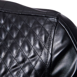 Top Selling Men's Winter Leather <b>Jacket</b> Canvas Fabric Mandarin Collar Breathable Front Logo Customizable Slim Fit <b>Fleece</b> <b>Lined</b> - Product Image 4