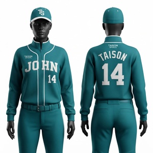 Unisex Baseball-Trainingsanzug Premium Polyester/Nylon Strick 300gsm Türkis Weiß mit Paspelierung Individuelles Logo Stickerei Tackle Twill - Product Image 1