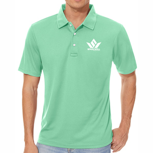 เสื้อโปโลแขนสั้นสีเขียวล้วนสำหรับผู้ชาย ผ้าฝ้ายปิเก้ ระบายอากาศได้ดี สวมใส่สบาย ทรงปกติ ติดกระดุม คอปก - Product Image 3