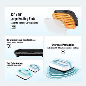 Portátil 12X10 en azul + máquina de transferencia de calor blanca Máquina de prensa de calor compacta - Product Image 6