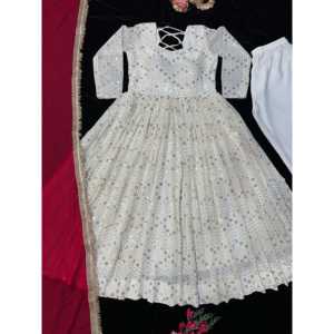 Women's Beautiful Anarkali <b>Gown</b> Set for Parties with Bottom and Dupatta Included - Product Image 1