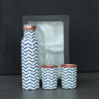 Juego de Regalo de Botella de Cobre Puro Martillado de Lujo, Gran Capacidad, Ecológico, Ayurvédico, Unisex, Apto para Agua Hirviendo, Anticorrosión
