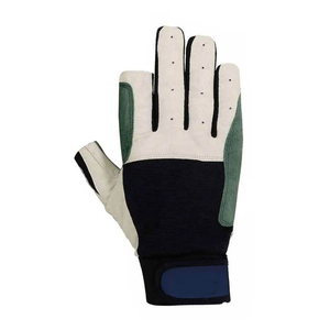 Guantes de pesca de medio dedo, de cuero verde y blanco, con cierre de gancho y bucle, unisex, para todas las estaciones, transpirables, ecológicos - Product Image 6