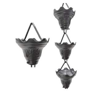 Chaîne de pluie décorative en forme de lotus brun rustique pour systèmes de toiture de jardin élégants - Product Image 4