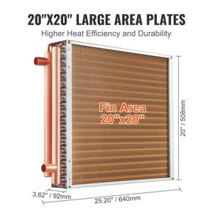 Nuovo Scambiatore di Calore a 3 File da 20x20 Pollici con Porte in Rame da 3/8 Pollici e 242 Alette in Alluminio per Stufe a Legna da Esterno - Componente Principale a Piastre - Product Image 5