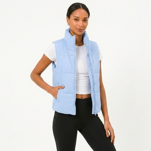 Chaleco Acolchado Azul Claro para Mujer, Sin Mangas, con Cierre, Cuello Alto, Transpirable, Resistente al Viento, para Otoño e Invierno - Product Image 4