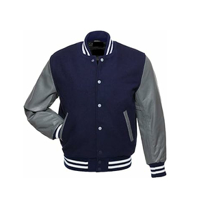 Veste universitaire pour homme en toile 100% laine/cuir, écologique, antibactérienne, coupe-vent, respirante, unie, avec logo frontal - Product Image 3