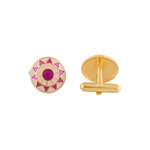 Mancuernillas de Lujo con Hebilla Redonda de Latón Chapado en Oro para Hombre, Esmalte Rosa, Geométricas, Accesorios Formales para Camisa, Regalo de Boda o Negocios - Product Image 4