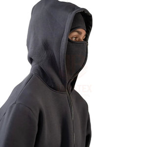 Sudadera con capucha tipo balaclava extragrande con cremallera, 100% algodón, cubre toda la cara, para hombre, manga larga, para adultos - Product Image 6