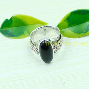 Natural Black Onyx <b>Spinner</b> <b>Ring</b>, Anxiety <b>Ring</b>, Pure 925 Sterling <b>Silver</b> <b>Spinner</b> <b>Ring</b> Hammered <b>Ring</b> With Brass And Copper Jewelry - Product Image 2