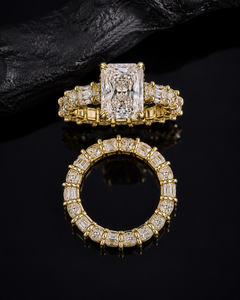 Women's 925 sterling silver Radiant Cut Diamond Engagement Ring Set Channel Setting Luxury Geometric Style GIA Certified <b>tester</b> - Product Image 1