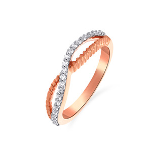 Anillo de Eternidad con Pavé de Diamantes Blancos y Oro Rosa de Dos Tonos para Mujer, Anillo de Oro Rosa con Pavé de Diamantes y Detalles de Gemas Blancas - Product Image 1