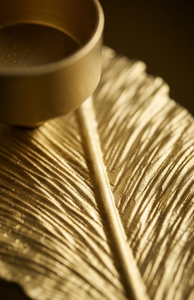 Support de bougie chauffe-plat en métal avec feuille d'or, texture moulée, décoration pour centre de table, vente en gros - Product Image 5