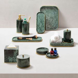 Luxury bathroom set marble counter top collection decorative bath <b>essentials</b> premium marble organiser elegant <b>home</b> accents. - Product Image 5