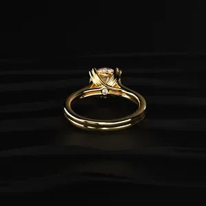 Special Occasion Round Solitaire Dual Plain Band <b>Ring</b> With Hidden Halo Vintage CVD <b>Diamond</b> <b>Ring</b> VVS-VS Clarity IGI Certified. - Product Image 3