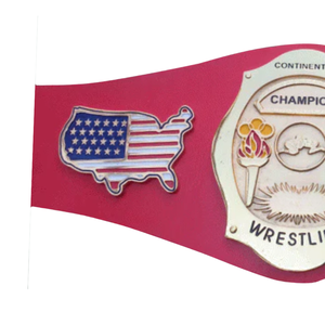 Cinturón de Campeón de Lucha Libre Continental con Diseño de Mapa de EE. UU., Placa Dorada y Correa Rosa, Cinturones de Título Coleccionables Premium - Product Image 3