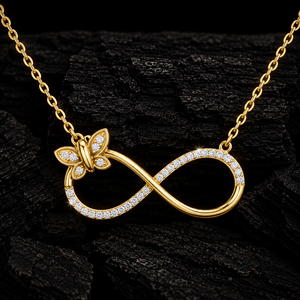 Pendentif en diamant de laboratoire taille ronde, or massif 14K 18K, collier papillon infini pavé en or, 0,25 CTW DEF VVS, cadeau romantique ODM - Product Image 1