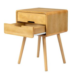 Solid Wood Nightstand with <b>Drawer</b> and Legs for Bedroom & Living Room Elegant End <b>Side</b> <b>Table</b> - Product Image 6