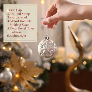 Decorazioni Natalizie di Lusso da 16 Pezzi, Palline Appese Bianche e Argento Infrangibili da 2,36 Pollici per Albero di Natale - Product Image 6