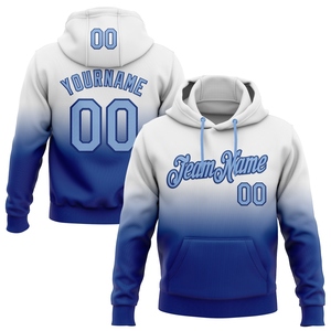 Wholesale Direct Industry New Design Custom Stitched <b>White</b> Light Blue-Royal Fade Fashion Sports Men's Autumn Sweatshirt <b>Hoodie</b> - Product Image 1