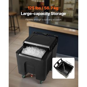 Attrezzatura da Cucina Commerciale, Contenitore Isolato Portatile per Ghiaccio con 4 Ruote, Coperchio Scorrevole, Capacità 125 Libbre, 31,5 X 22,8 X 29 Pollici, Grande - Product Image 2