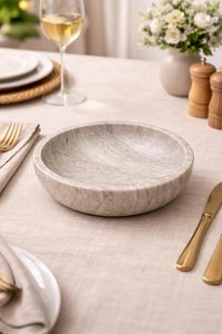 Elegant Marble Stone Decorative Bowl Round Marble Serving Dish Home Decor Kitchen Bathroom <b>Vanity</b> <b>Table</b> Centerpiece Fruit - Product Image 4
