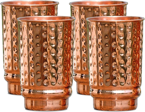 Ensemble de gobelets en cuivre pur martelé de luxe, fabriqués à la main, de la marque Blossom Premium, 2 pièces, écologiques, réutilisables, lavables, portables, ayurvédiques - Product Image 4