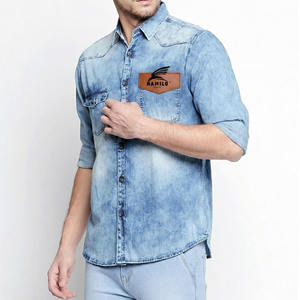 Customizable <b>Men's</b> <b>Denim</b> Knit <b>Shirt</b> Soft Comfortable Breathable with Unique Design Personalized Logo Price - Product Image 1