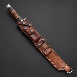 Couteau de chasse artisanal en acier inoxydable de qualité industrielle avec manche en cuir et étui en cuir pour le camping en plein air - Product Image 4