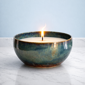 Moss Stone Ceramic Candle Vessel Wide Bowl Thick Durable Heat Resistant Smooth Gloss Glaze Single Wick Premium Home Decor - Product Image 6